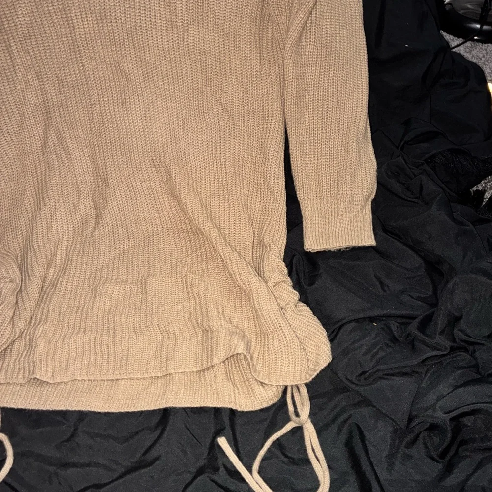 Cozy Tan Knit Sweater Dress